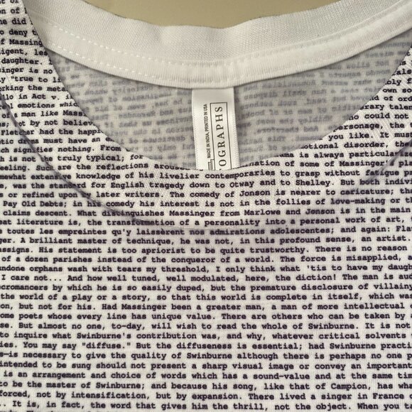 Lithographs Men's Literary & Poetical Works of TS Eliot Printed Words Tee Shirt - Picture 6 of 10
